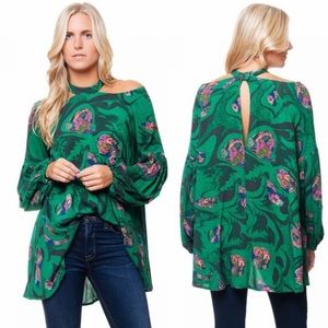 Free People BNWOT Green Drift Away Cold Shoulder Sz M
